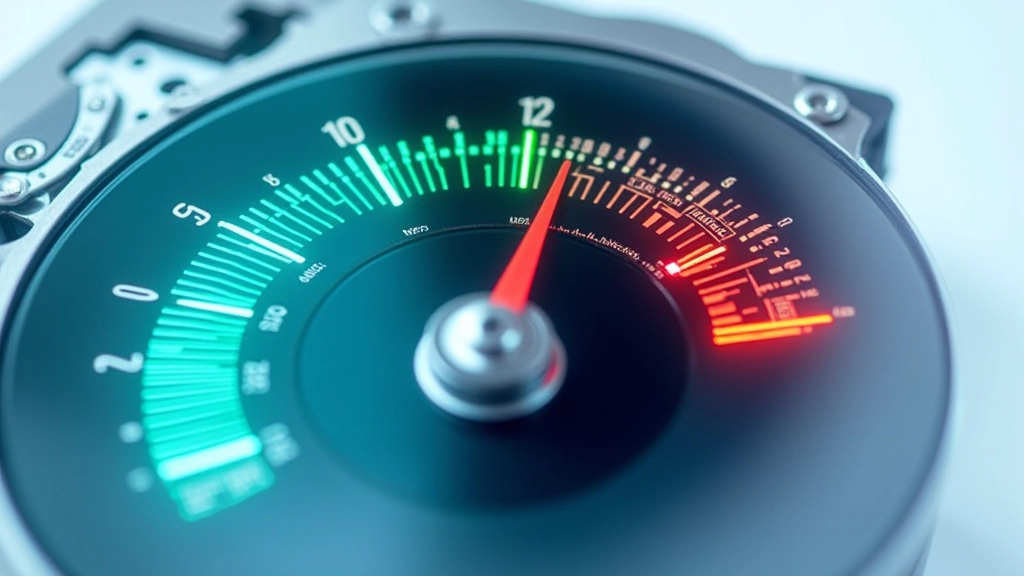 Termometro digitale che mostra la scala delle temperature di un disco rigido, da blu (freddo) a rosso (surriscaldato), con intervalli di colore