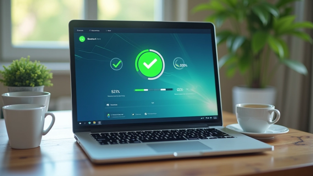 Schermata di software di backup automatico su laptop con icone di sincronizzazione verde